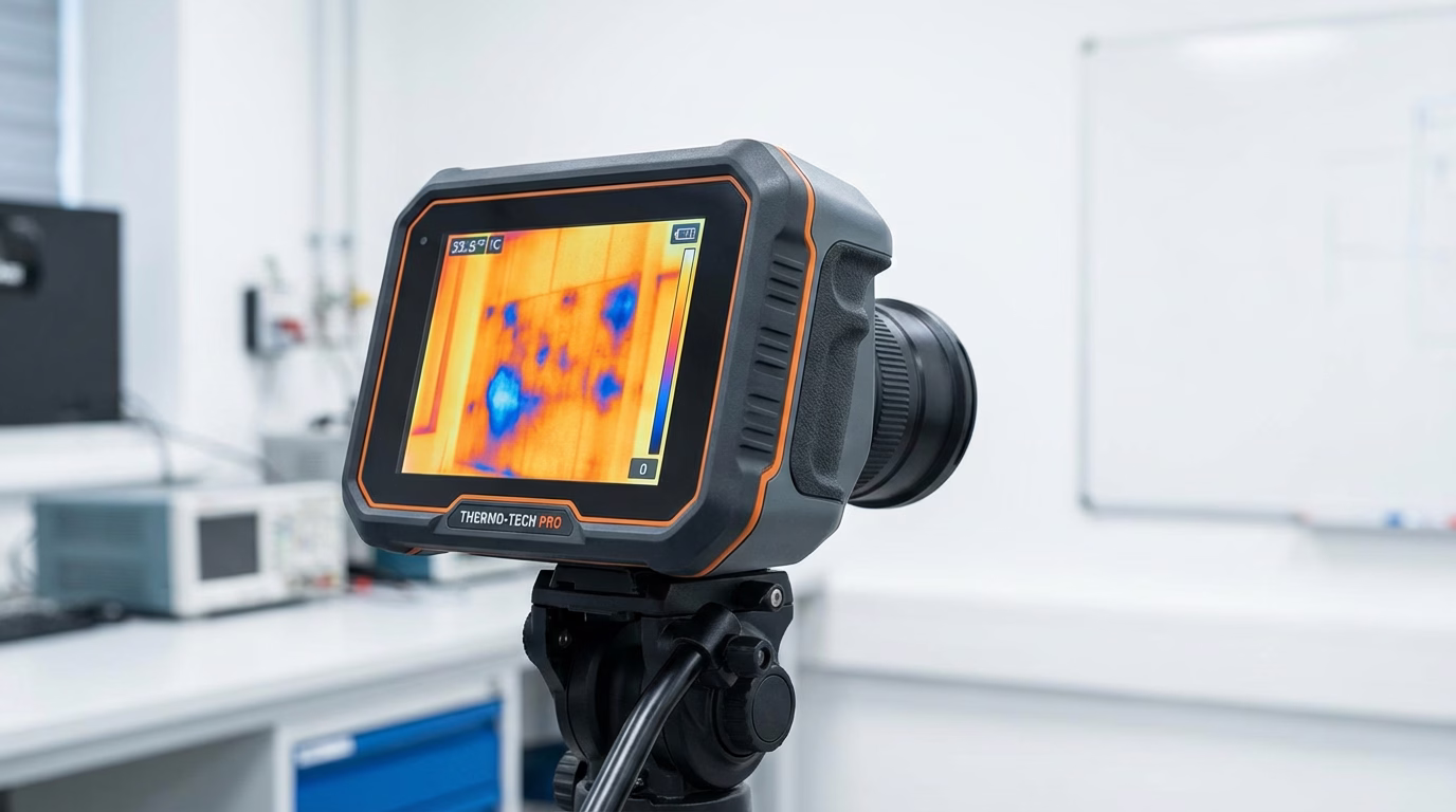 Inspeção termográfica identificando vazamento em parede